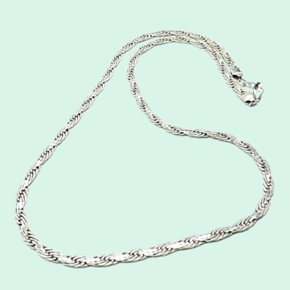 Silver-tone Unisex Necklace 14K Gold Plated Clasp